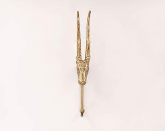 Antelope brass wall hook, polished brass kudu coat rack