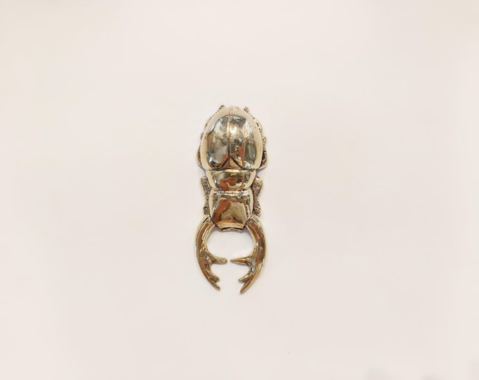 Vintage Brass Beetle Bottle Opener - Polished Decorative  Brass Bar Decor
