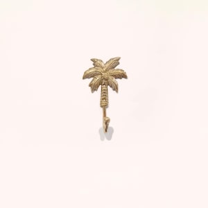 Perchero de pared con forma de palmera de latón pulido - Perchero con forma de cocotero