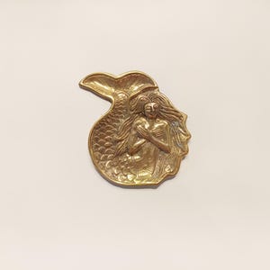 Mermaid brass ring dish, antique brass trinket plate