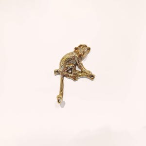 Crochet mural singe en laiton - porte-manteau singe en laiton poli