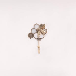 Honeycomb brass wall hook, Polished brass bee comb coat rack