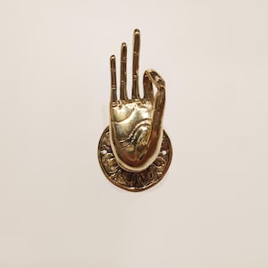 Brass Right Hand Contemporary Door Pull , Cast Brass Hand Palm  Door Handle