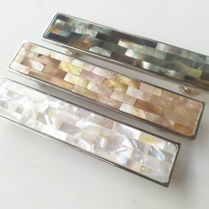 Inlaid Mother of Pearl Long Bar Pull - Pearl Cabinet Bar Handle