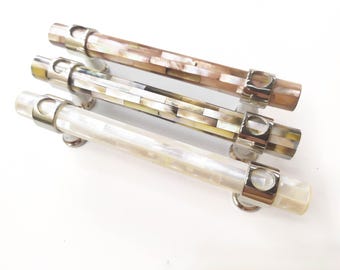 Inlaid Mother of Pearl Long Tube Pull - Pearl Cabinet Handle