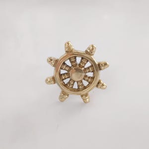 Boat Steer Brass Polished Knob - Antique brass the helm cabinet knob, set of 2.