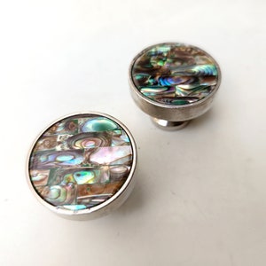 Inlaid Abalone Knob - Pearl Cabinet Round Knob with Brick Pattern , set of 2