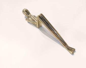 Frustrated Man Brass Door Pull - Contemporary Cast Metal Handle