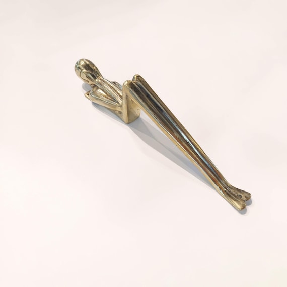 Frustrated Man Brass Door Pull - Contemporary Cast Metal Handle