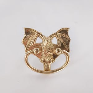 Bat Brass Polished Knob - Antique brass flittermouse cabinet knob