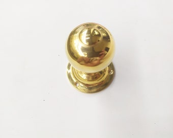 Victorian Round Brass Large Door Knob - Turning Handle in Brass Plating - Pair