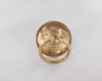 Polished Brass Cabinet Knob - Victorian Style Brass Pull
