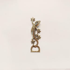 Lizard brass bottle opener, antique brass gecko cap opener