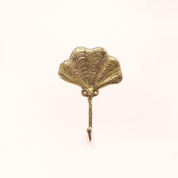 Brass Clam Shell Wall Hook - Antique Style Brass Coat Rack