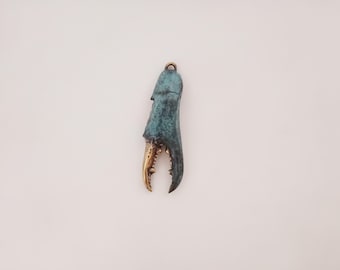 Crab Claw Brass  Bottle Opener - Antique Blue Brass Bar Tool
