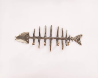 Fish Bone Brass Wall Hook - Polished Brass Carcass Coat Rack