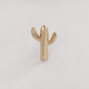 Cactus Brass Polished Knob - Antique brass cacti cabinet knob, set of 2.