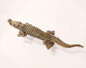 Crocodile Brass Door Pull - Contemporary Alligator Door Handle