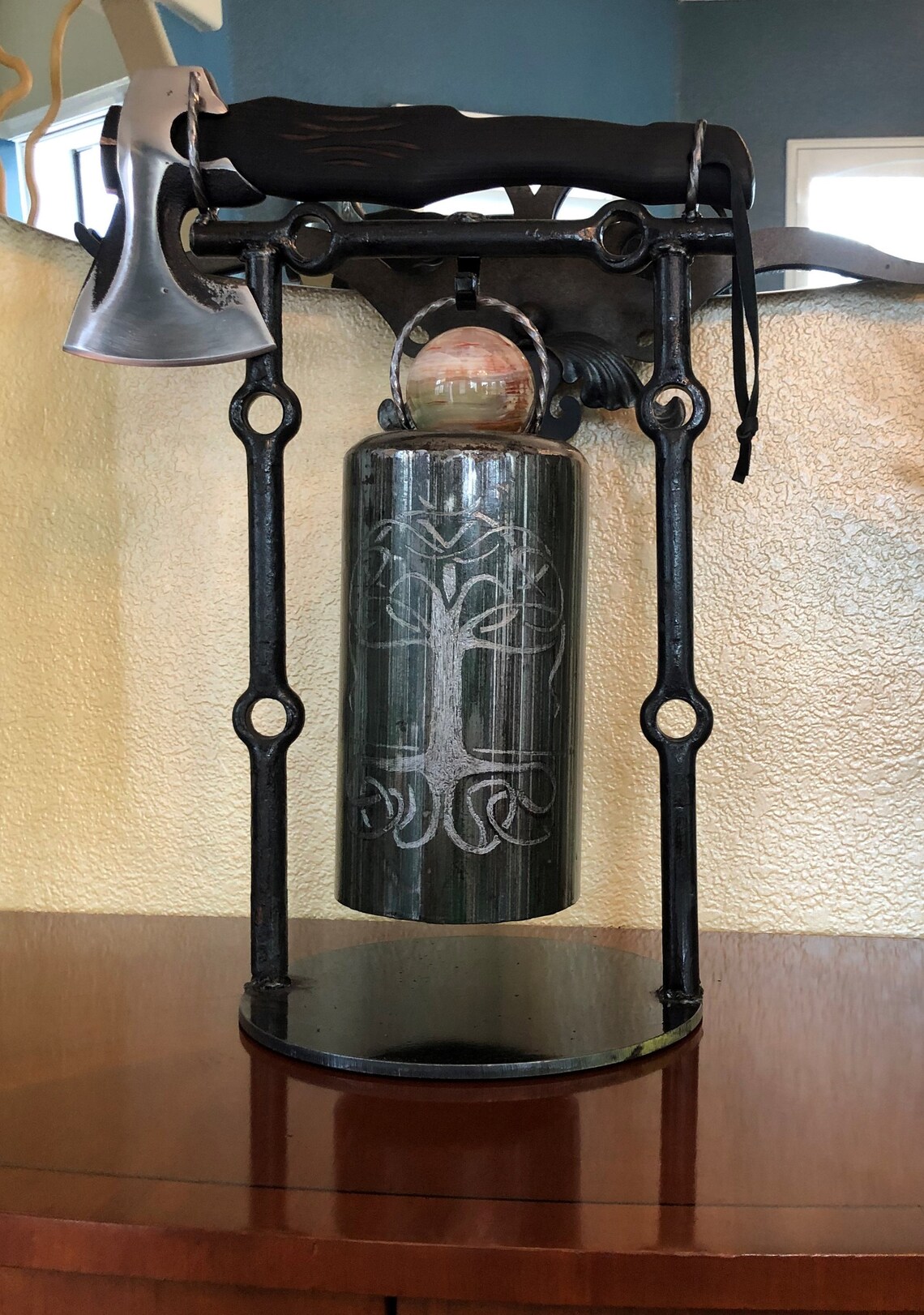 Steel & Glass CO2 Tank Bell Dinner Chime/unique Art/ Repurposed