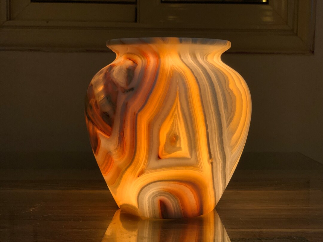 Unique Alabaster Lamp / Table Lamp / 100 Natural Marble Stone / Desk