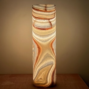 Alabaster Lamp - Table Lamp - Floor Lamp - Unique Natural colors - stone lamp - cylinder shape