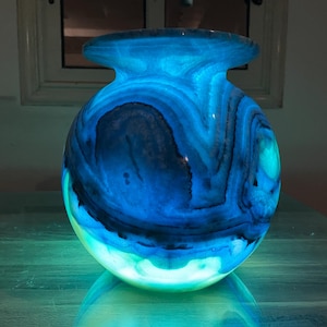 unique Blue Alabaster Table Lamp - 100 % natural  stone