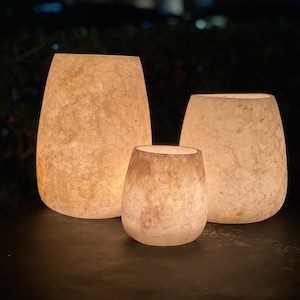 Egyptian Alabaster - candle holder - white Alabaster - Vase shape