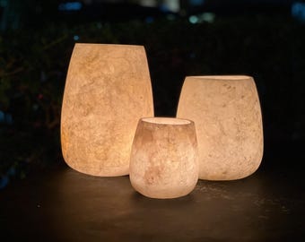 Egyptian Alabaster - candle holder - white Alabaster - Vase shape