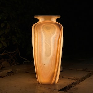 Alabaster lamp - vase shape - Unique floor lamp - solid piece of stone.