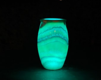 Blue Alabaster lamp -  piece of art - Adus shape - Egyptian Alabaster