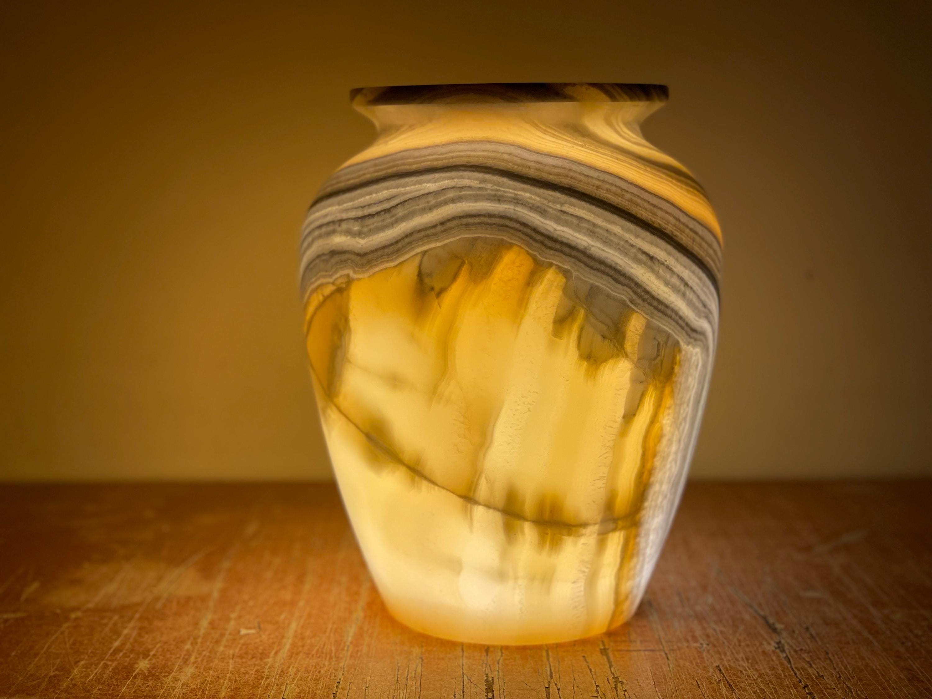 Alabaster Table Lamp - Unique Piece of Stone - 100 % Natural Stone ...