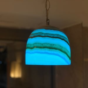 Blue Alabaster hanging lamp - pendant light - onyx - unique hanging lamp