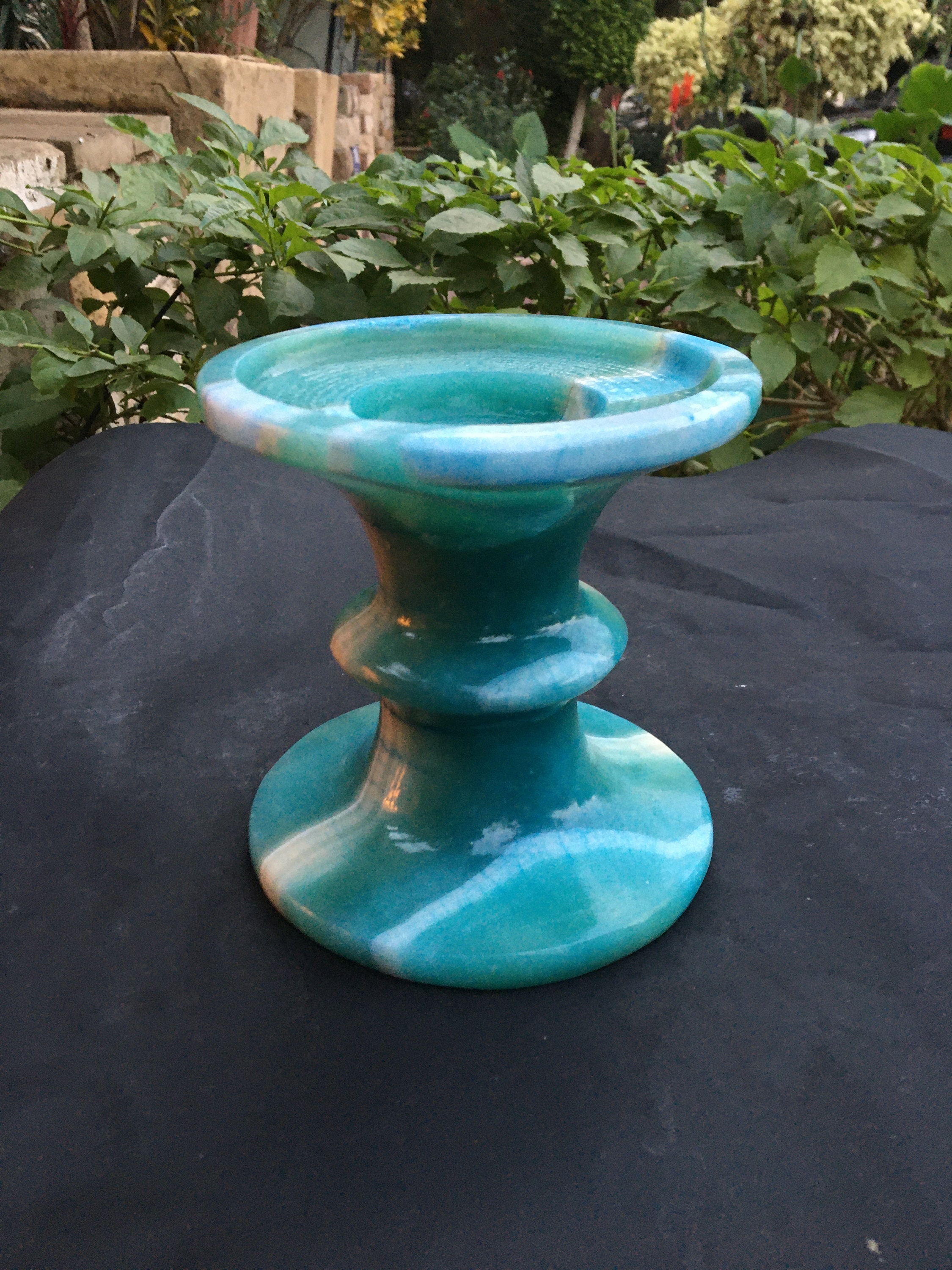 Blue Alabaster Candle Holder / 6 Inches Height / one piece of Etsy