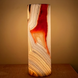 Alabaster Lamp / cylinder shape / handmade  - Egyptian Alabaster