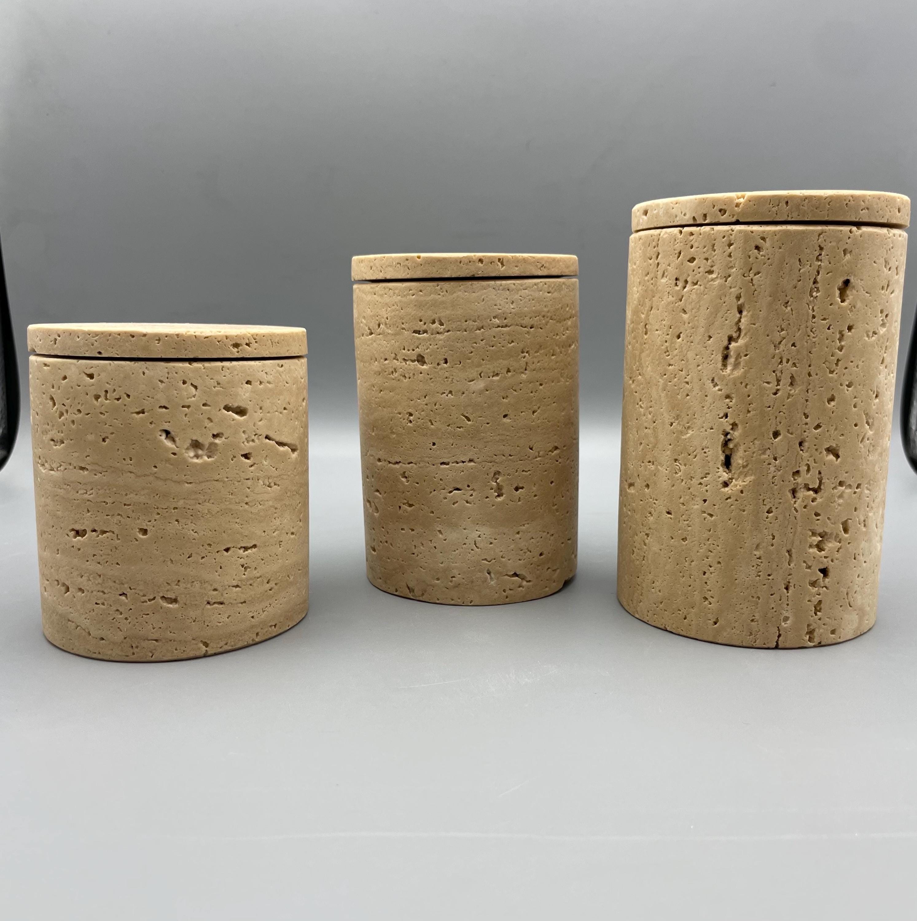 Travertine Container - Natural Stone Container - Container With Lid ...