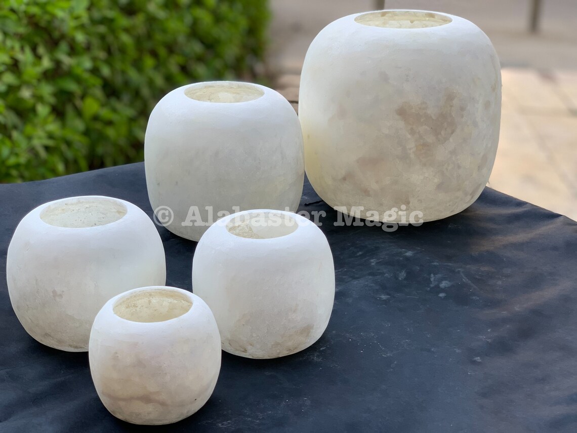 Egyptian Alabaster candle holder white Alabaster round Etsy