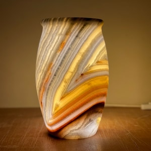 unique Alabaster Lamp - table lamp - stone lamp - stone light - handmade - extraordinary colors