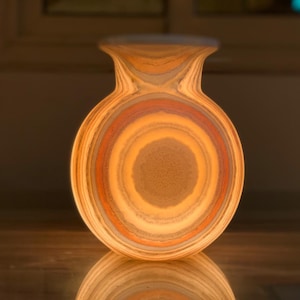 Alabaster table Lamp - handmade - natural stone - table lamp - one solid stone- Egyptian Alabaster - translucent stone