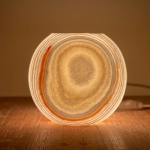 Round Alabaster Lamp / table lamp  - Egyptian Alabaster