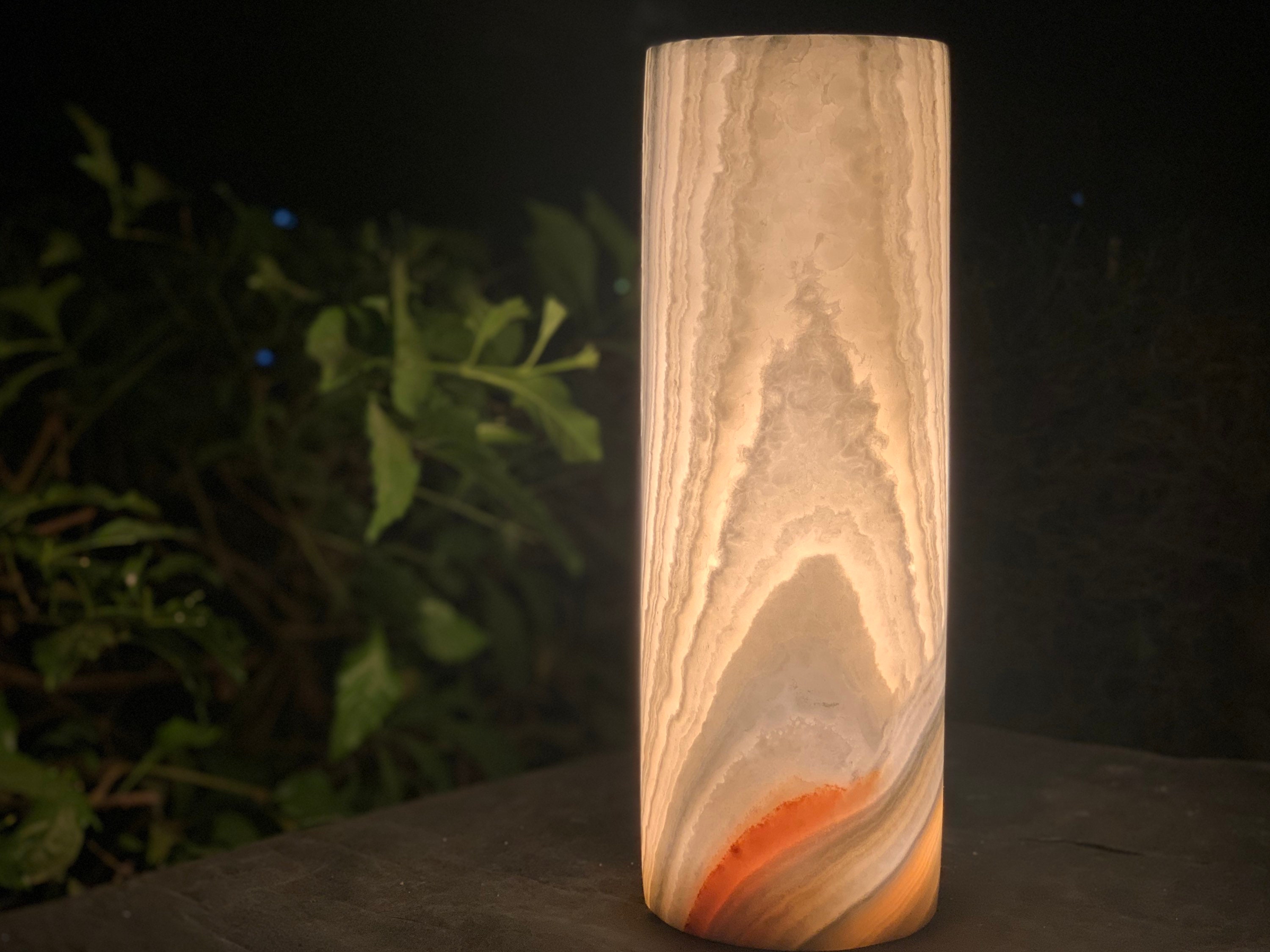 Lampe Cylindre En Albâtre/Lampe