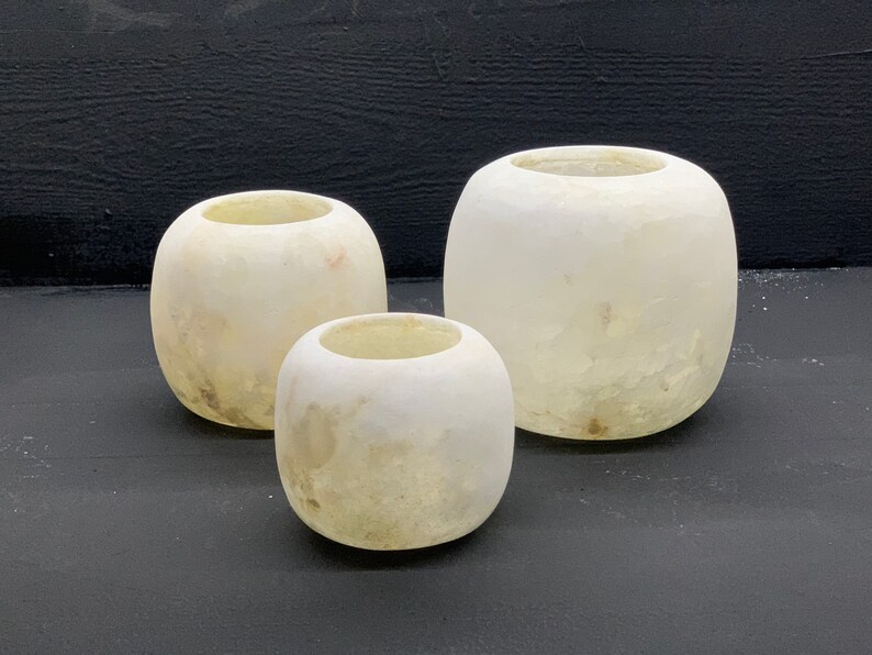 Egyptian Alabaster Candle Holder White Alabaster Round Etsy
