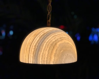 Ceiling lamp - Alabaster pendant lamp - dome shape - Egyptian Alabaster - solid piece of stone - ceiling light - pendant light