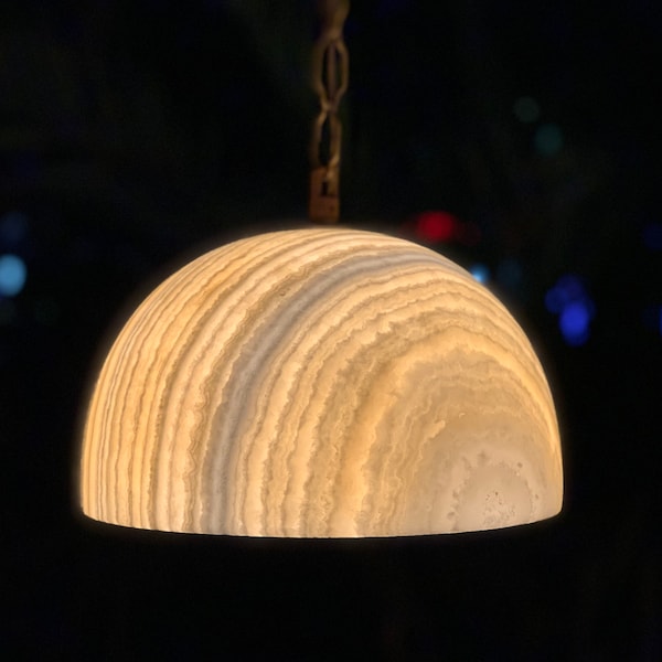 Ceiling lamp - Alabaster pendant lamp - dome shape - Egyptian Alabaster - solid piece of stone - ceiling light - pendant light
