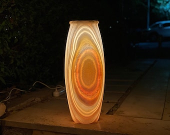 Incredibly unique Alabaster Lamp / Alabaster Vase / table lamp / stone lamp / stone light / 100 % natural / handmade / extraordinary colors