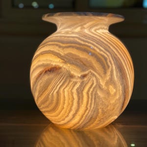Alabaster table lamp / vintage vase shape / unique stone / unique colors/ 100 % natural - Egyptian Alabaster - translucent stone