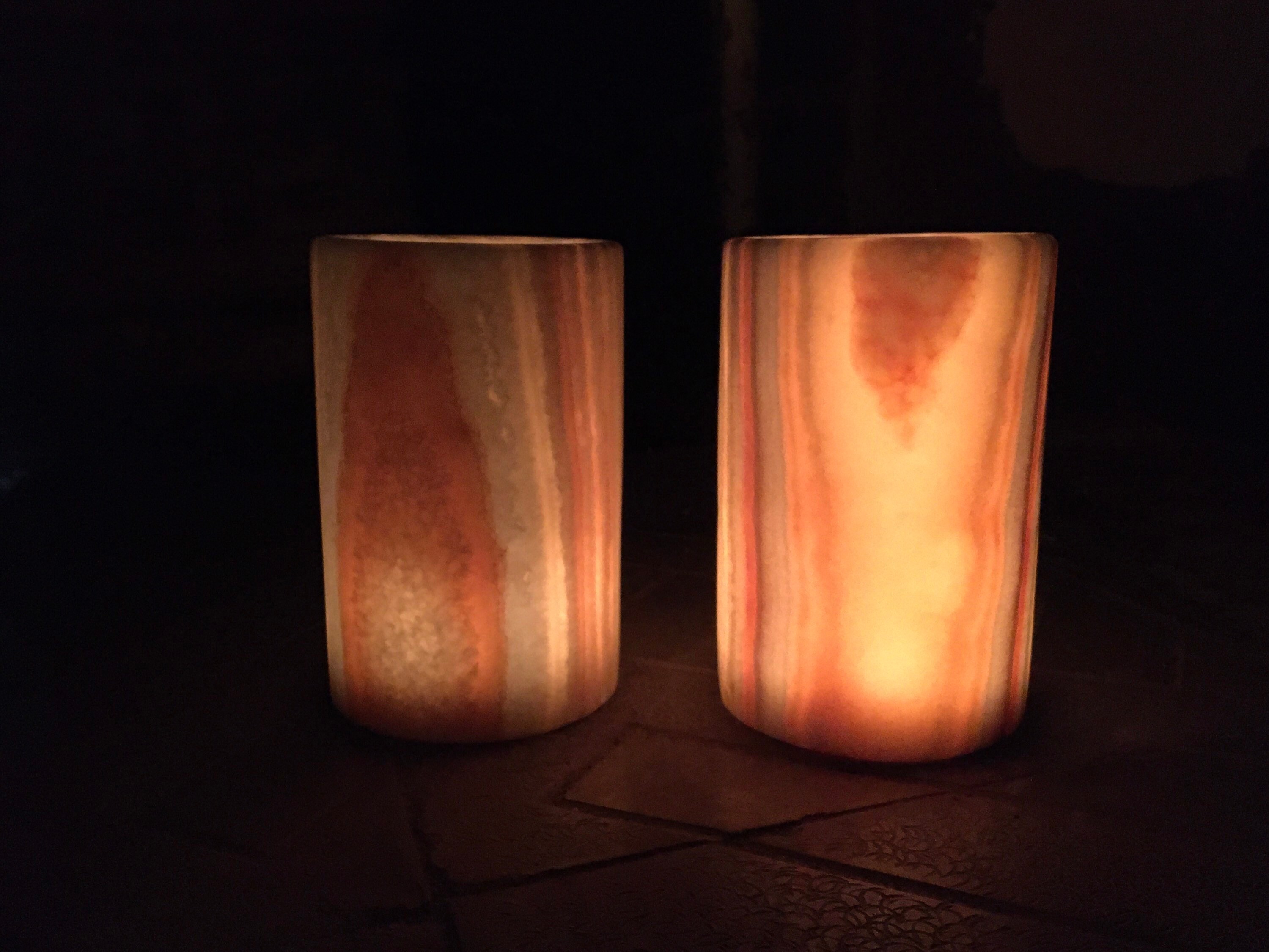 2 cylinder Alabaster candle holder unique colors beautiful Etsy