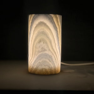Cylinder table lamp - 8’’ beautiful natural colors - alabaster lamp - onyx - Egyptian Alabaster