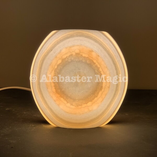 Round Alabaster Lamp - 6 inches - table Lamp - 100 % natural - natural stone - stone lamp