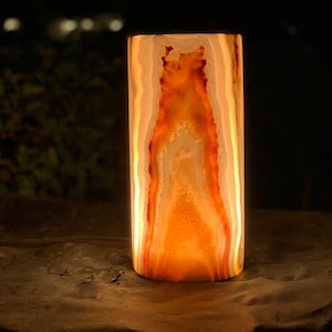 Alabaster Lamp - Table Lamp - Floor Lamp - Unique Natural colors - stone lamp - cylinder shape