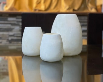 Egyptian Alabaster - candle holder - white Alabaster - Adus shape